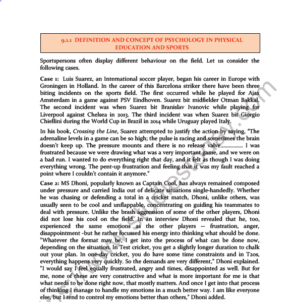 CBSE Class 11 Physical Education Psychology And Sports Notes